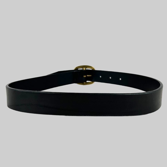 CK Italian Saddle Leather Belt in Black and Gold Women's Size Small - Picture 4 of 12